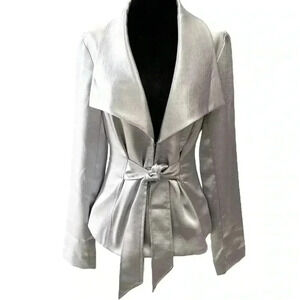 Le Chateau Silver Metallic Satin Blazer Sash  Belt Size Small
